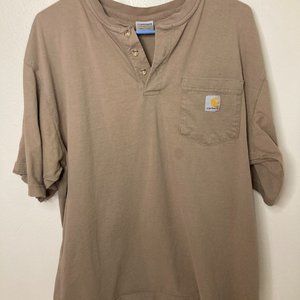 Carhartt T Shirt Mens Large Tan Brown Short Sleeve Workwear